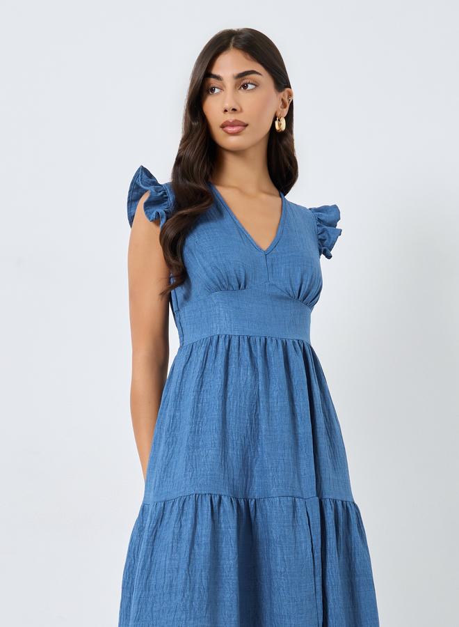 تايك تو فستان ميدي بتفاصيل كسرات - Image 3