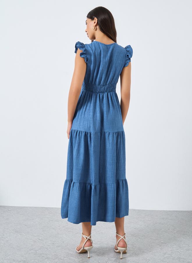 تايك تو فستان ميدي بتفاصيل كسرات - Image 5