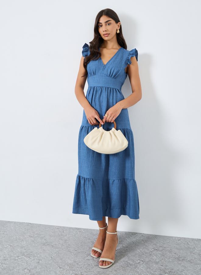 تايك تو فستان ميدي بتفاصيل كسرات - Image 1