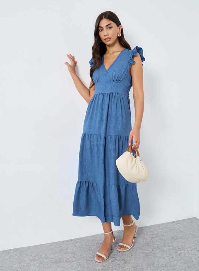 تايك تو فستان ميدي بتفاصيل كسرات - Image 2