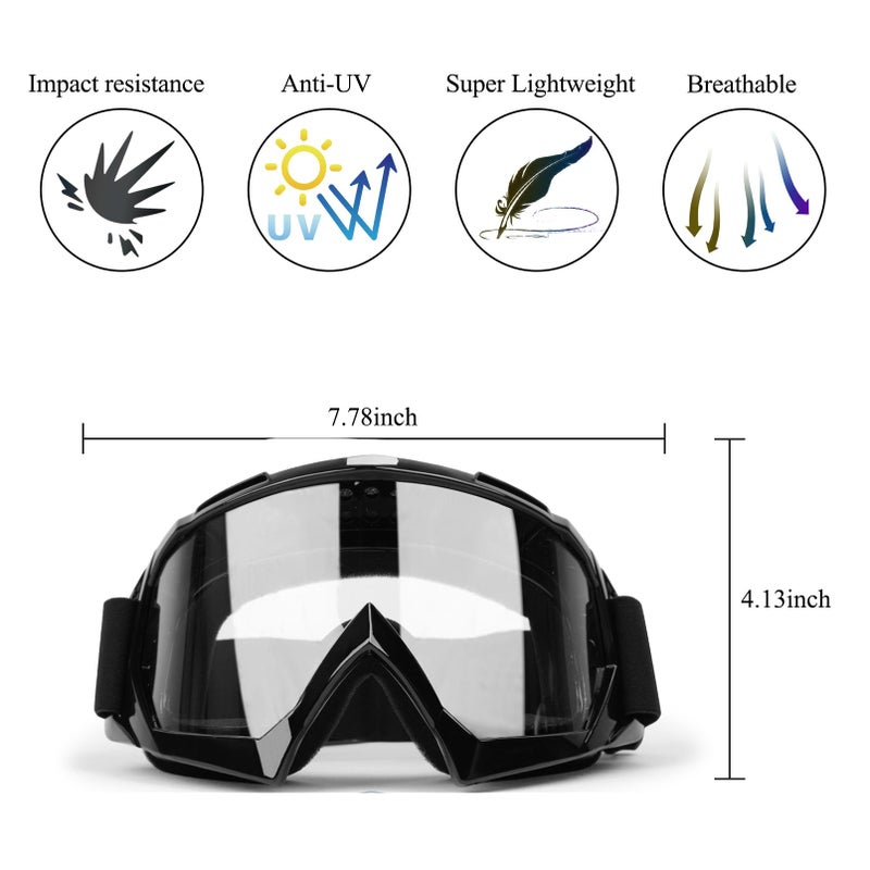XYOP ATV Dirt Bike 2-Pack Motorcycle Motocross Goggles for Men Women MX Riding UTV Helmet Offroad Goggles UV400 Anti-Scratch Fog Dustproof for Adults Youth Kids (Color+Clear) - Image 3