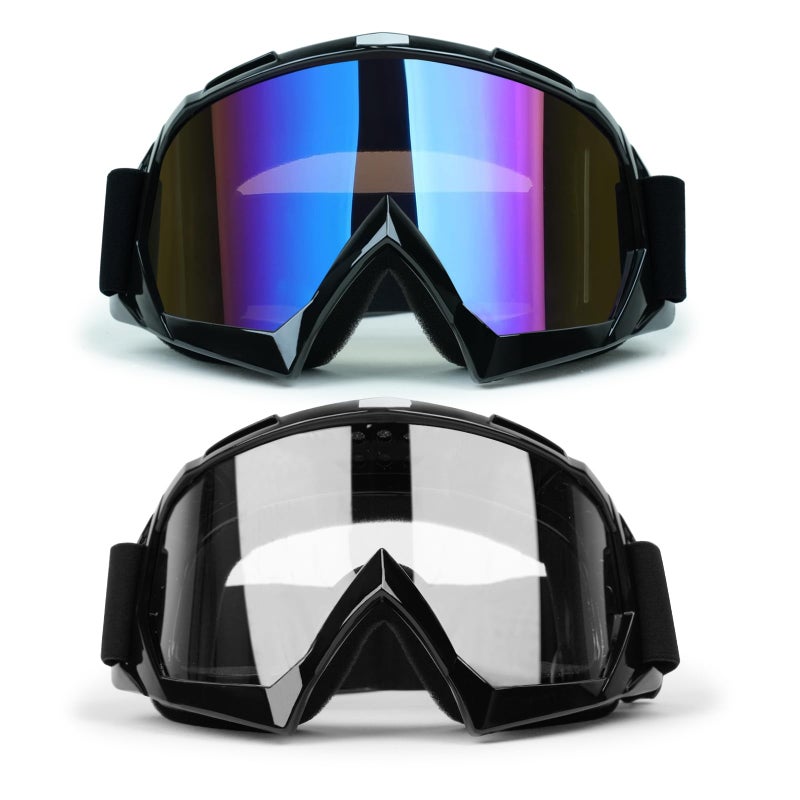 XYOP ATV Dirt Bike 2-Pack Motorcycle Motocross Goggles for Men Women MX Riding UTV Helmet Offroad Goggles UV400 Anti-Scratch Fog Dustproof for Adults Youth Kids (Color+Clear) - Image 1