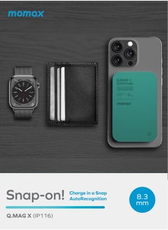 Momax Q.Mag X 5000mAh Magnetic Wireless Battery Pack USB-C Up to 15W PD Output - Green  - Image 3