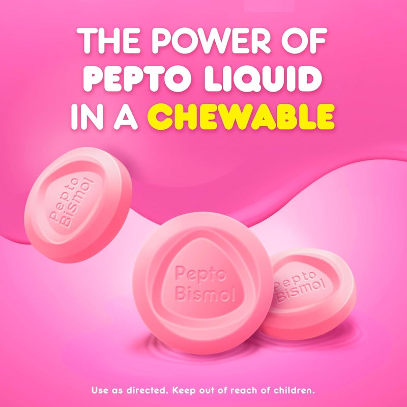 Pepto Bismol Chewable Tablets for Nausea Heartburn Indigestion Upset Stomach and Diarrhea Relief Original Flavor 90 Total 3 Packs of 30 - Image 4