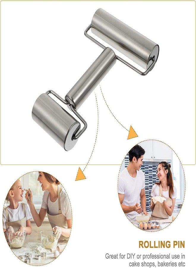 SENTAVIL H Shape Roller Pizza Roller Smooth Non Stick Stainless Steel Rolling Pin Time-Saver Kitchen Baking Cooking (1 Pc) - Image 3