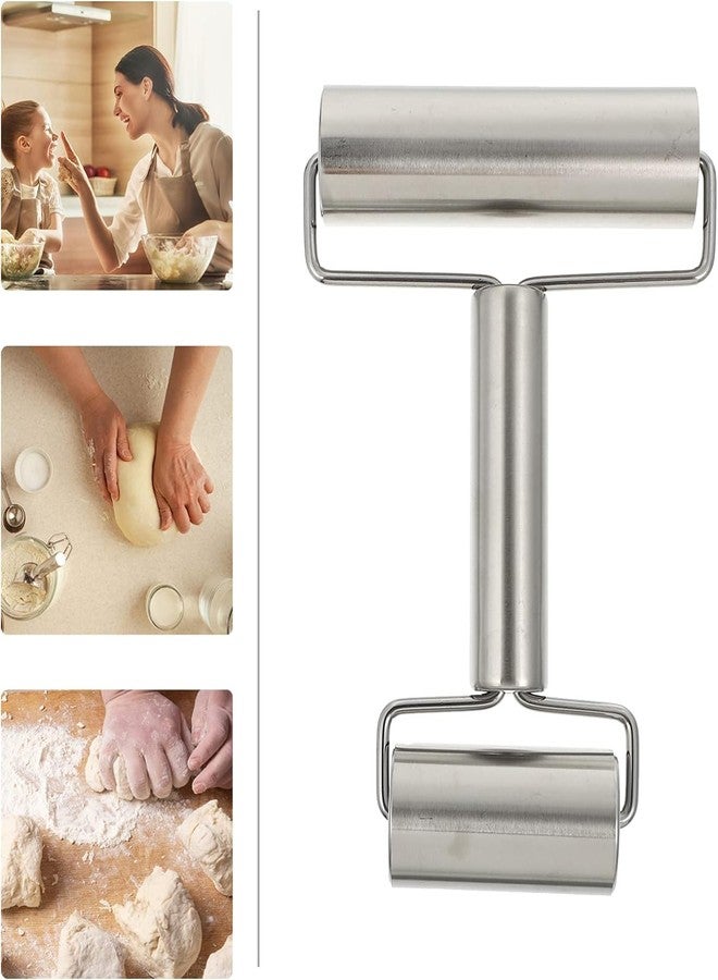 SENTAVIL H Shape Roller Pizza Roller Smooth Non Stick Stainless Steel Rolling Pin Time-Saver Kitchen Baking Cooking (1 Pc) - Image 2