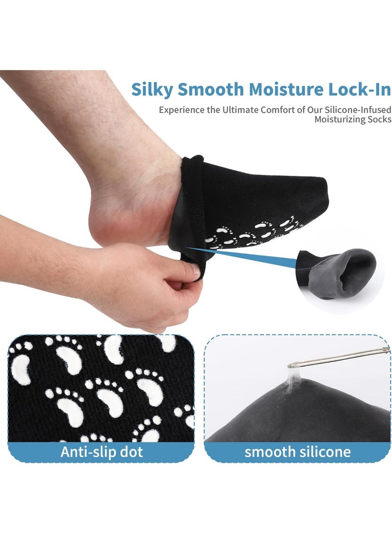 Moisturizing Gel Silicone Socks for Women – Intensive Foot Care for Dry Cracked Feet – Infused with Vitamin E, Jojoba Oil, Olive Oil, Rose Oil – Softening and Healing Cracked Heels – Spa Quality At-Home Foot Care Socks – Reusable Silicone Socks for Women – Self-Care Gift for Mom, Perfect for Mothers Day and Home Spa Treatments – Elastic Size Fits Most Adult Feet - Image 5