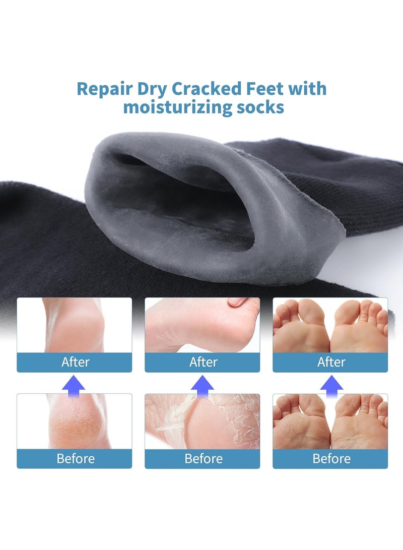 Moisturizing Gel Silicone Socks for Women – Intensive Foot Care for Dry Cracked Feet – Infused with Vitamin E, Jojoba Oil, Olive Oil, Rose Oil – Softening and Healing Cracked Heels – Spa Quality At-Home Foot Care Socks – Reusable Silicone Socks for Women – Self-Care Gift for Mom, Perfect for Mothers Day and Home Spa Treatments – Elastic Size Fits Most Adult Feet - Image 3