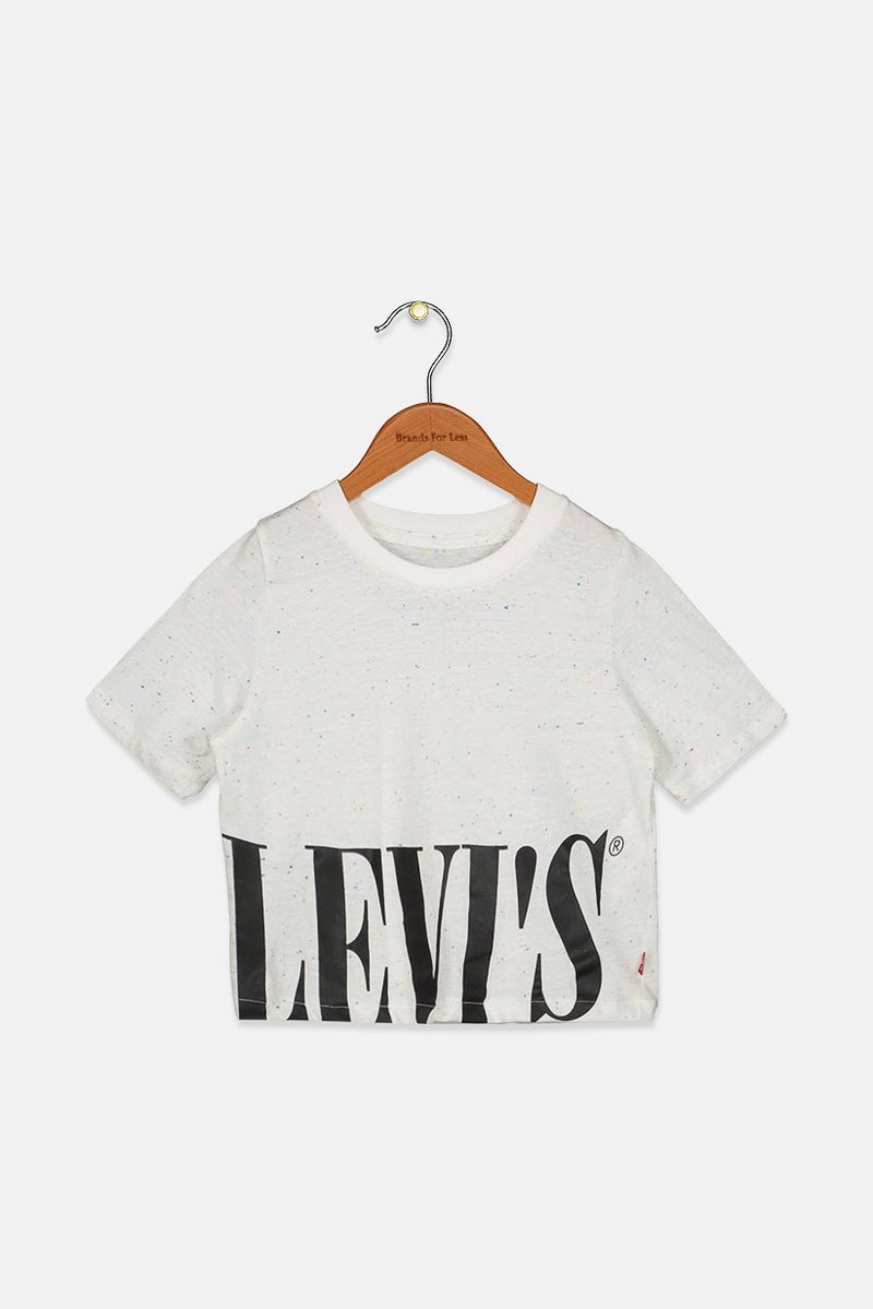 Levi's تي شيرت قصير الأكمام للبنات مع بقع الطلاء، أبيض - Image 1