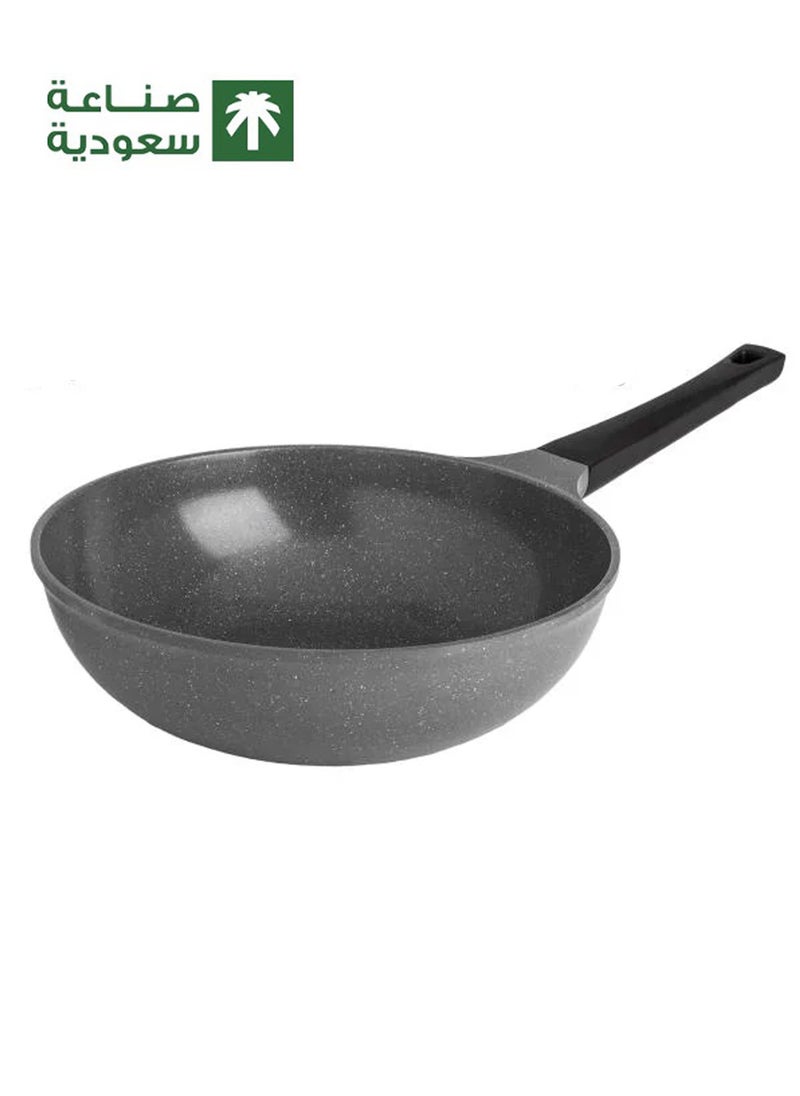 Badraig Wok Pan Granite Stir Fry Pan Non-Stick Saudi Made PFOA Free Grey 28 cm  - Image 1