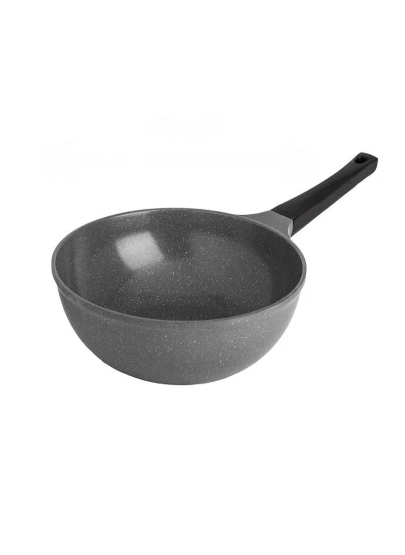 Badraig Wok Pan Granite Stir Fry Pan Non-Stick Saudi Made PFOA Free Grey 28 cm  - Image 2