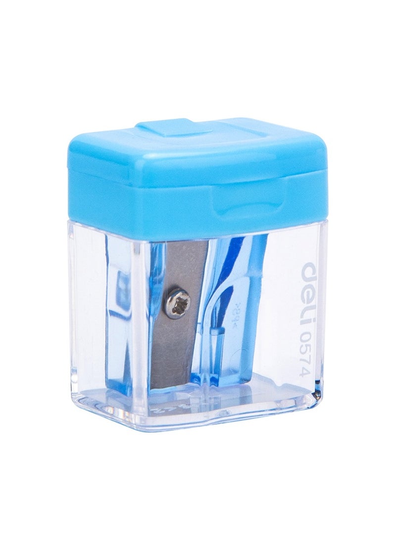 Deli E0574 1-Hole Pencil Sharpener with Canister â€“ Standard Size, Translucent Design Assorted 72PCS - Image 4