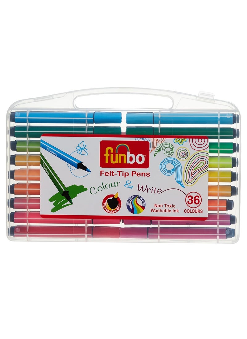 Funbo 36-Piece Felt-Tip Colouring Pens Multicolour  - Image 1