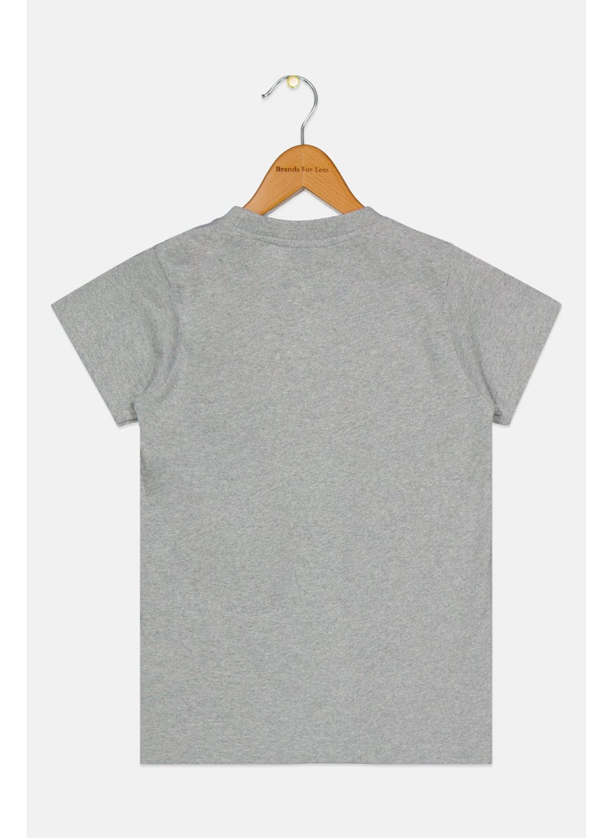 Bleach Kids Boy Crew Neck Short Sleeve Brand Logo T-Shirt, Grey  - Image 2