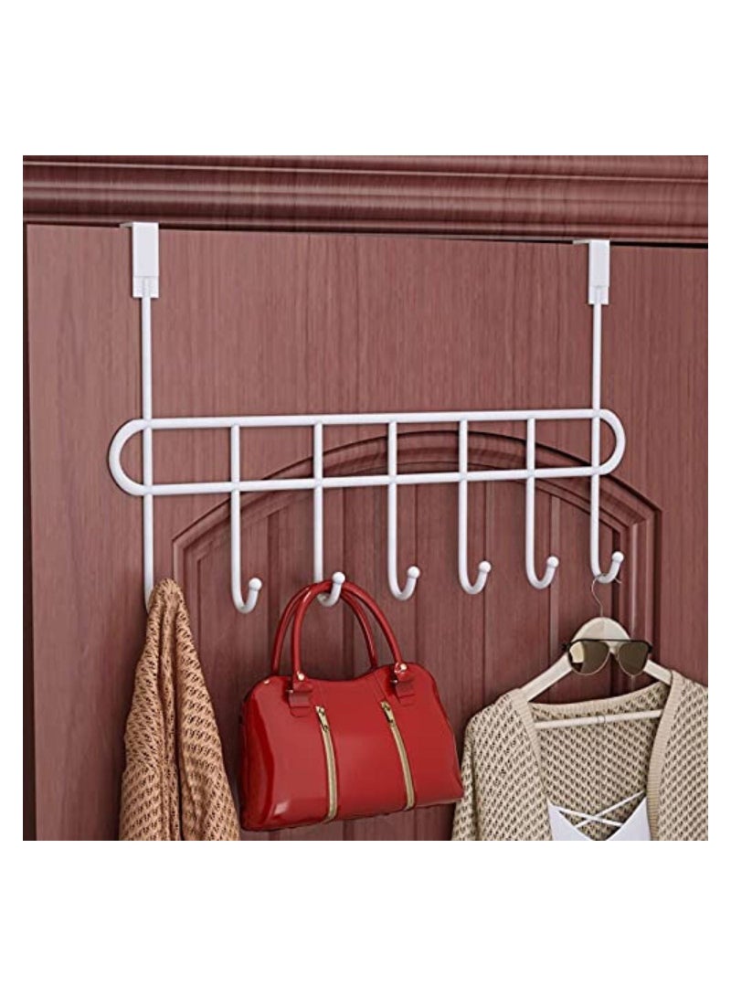 Everline Multi Alloy Steel Functional Steel Over The Door Hook Hanger Organizer Wall Hook Rack 7 Hook - Image 1