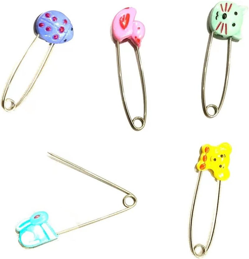 GTONEE Cute Animal Fruit Baby Safety Pins Secure Clips for Fastening Baby Clothes Diaper Napkins Stainless Steel 5CM 30PCS (Animal) - Image 4
