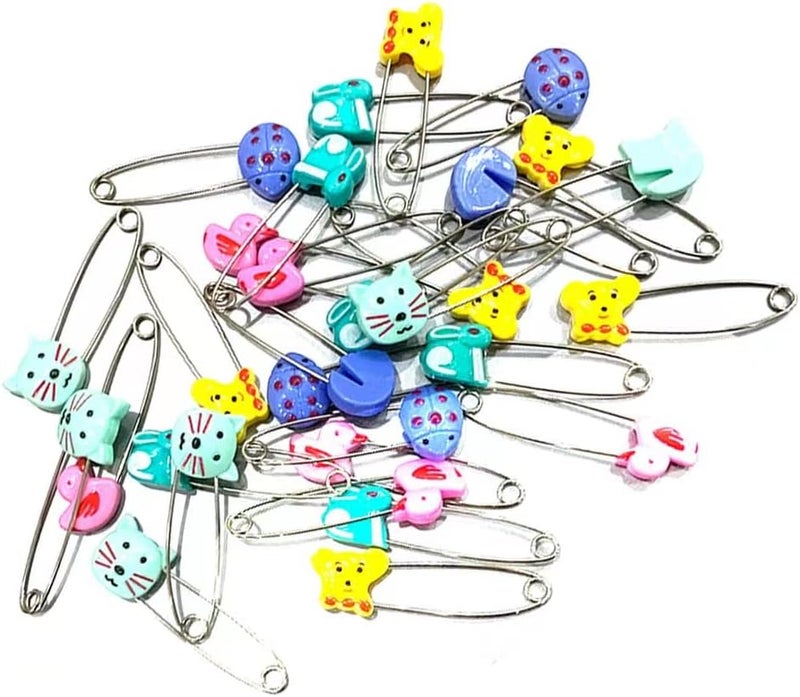 GTONEE Cute Animal Fruit Baby Safety Pins Secure Clips for Fastening Baby Clothes Diaper Napkins Stainless Steel 5CM 30PCS (Animal) - Image 2
