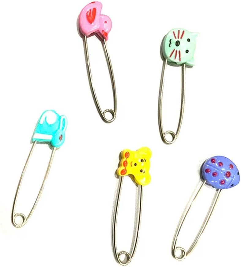 GTONEE Cute Animal Fruit Baby Safety Pins Secure Clips for Fastening Baby Clothes Diaper Napkins Stainless Steel 5CM 30PCS (Animal) - Image 3