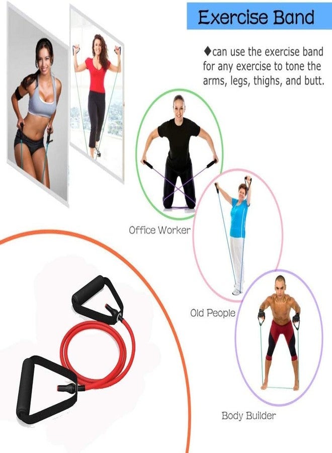 JEYANG Resistance Tube Exercise Bands for Stretching, Workout, and Toning for Men, and Women with Additional Door Anchor (30-35 lbs) (Red) - Image 3