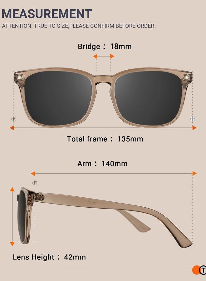 TIJN Polarized Sunglasses for Women Men Classic Trendy Stylish Sun Glasses 100% UV Protection, 02-(2pack) black(green Lens)+wheat, Large - Image 5