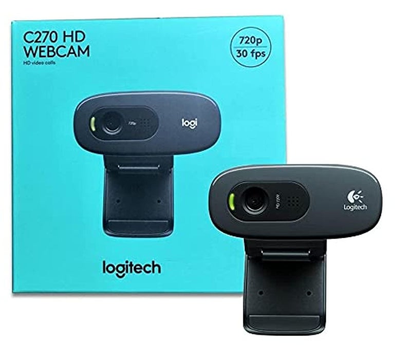 Logitech C270 HD Webcam with Built-in Noise Reducing Mic - 720p/30 FPS - 2725605474947