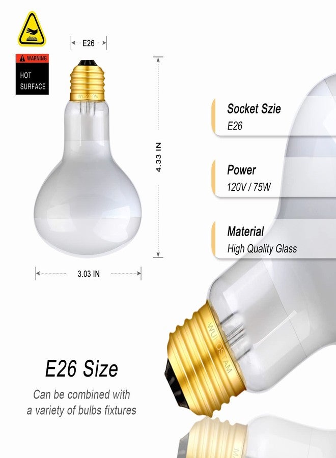 WUHOSTAM 2 Pack 75W Reptile UVA Infrared Heat Lamp,Basking Spot Bulb Soft White Light for Lizard,Tortoise,Bearded Dragon, Hedgehog,Reptiles and Amphibians - Image 3
