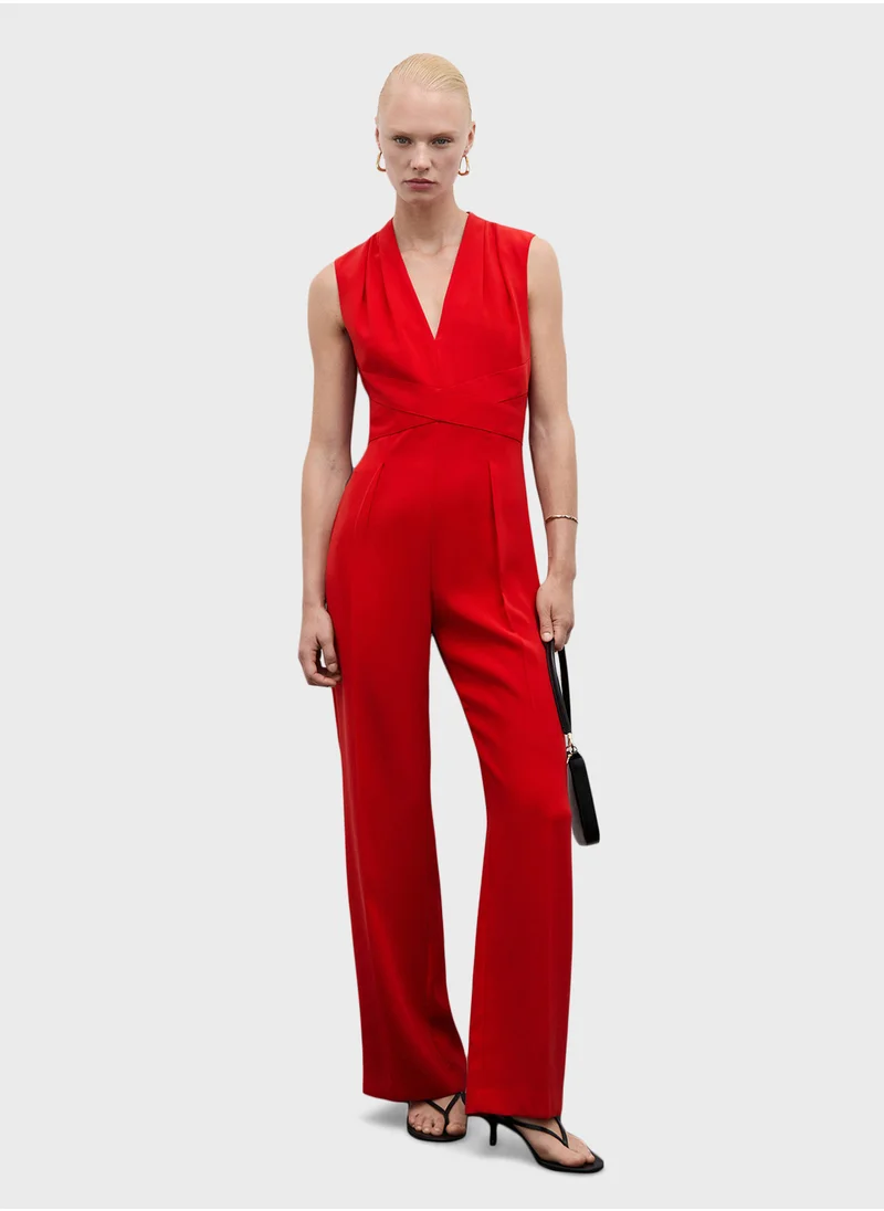 MANGO V-Neck Jumpsuit