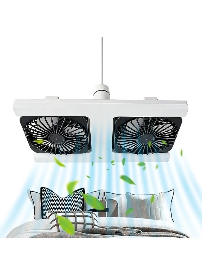 60W LED Ceiling Fan Light, Dual Fans with Remote, E27 Socket, 3-Tone Lighting for Bedroom Living Room, 36x21cm - Image 1