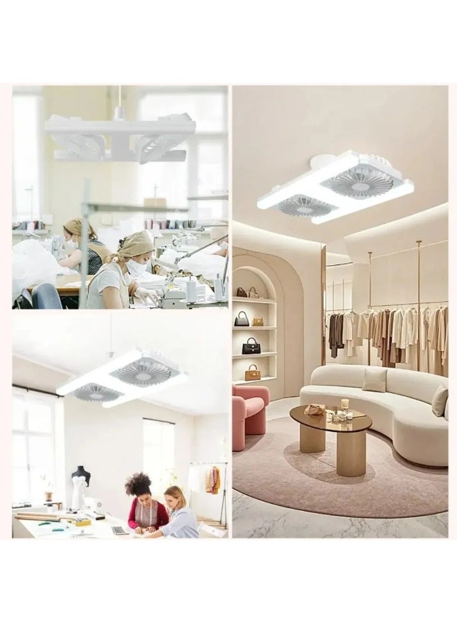 60W LED Ceiling Fan Light, Dual Fans with Remote, E27 Socket, 3-Tone Lighting for Bedroom Living Room, 36x21cm - Image 3