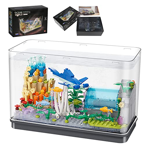 Bibilock Fish Tank Building Blocks Toy SetsCreative Ideals Aquarium Building BlocksCan add Water and Charge Light Effects Best Choice for 6 Boys Girls or Adults - Image 1