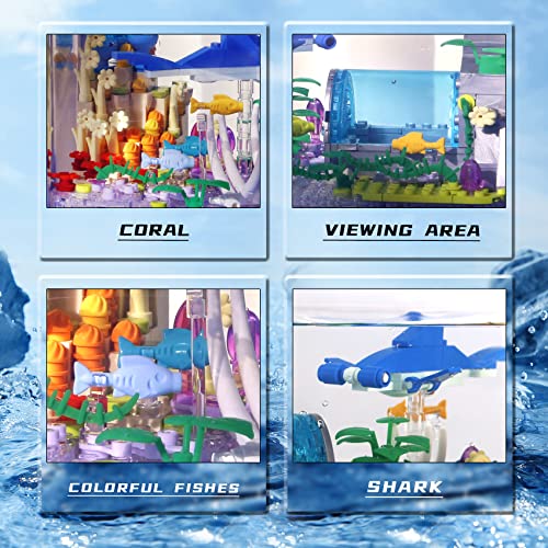 Bibilock Fish Tank Building Blocks Toy SetsCreative Ideals Aquarium Building BlocksCan add Water and Charge Light Effects Best Choice for 6 Boys Girls or Adults - Image 5