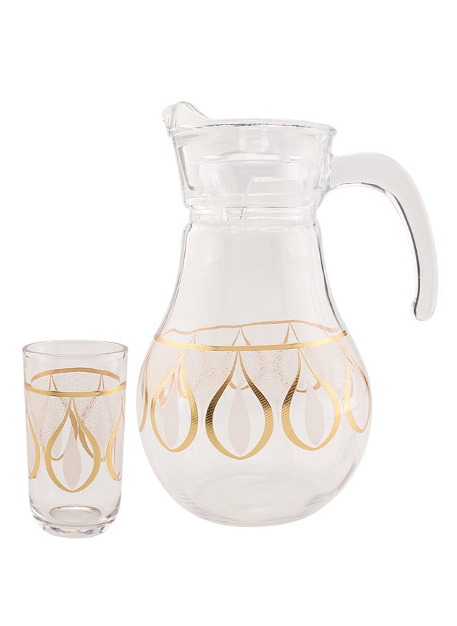 Guzel - 7-Piece Glass Jug set Clear/Gold, Serve for 6 - Image 1