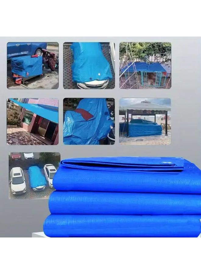 غطاء بلاستيكي ثقيل مقاوم للماء باللونين الأزرق والبرتقالي بطول 118 بوصة ومقاوم للأشعة فوق البنفسجية للاستخدام الخارجي - Image 3