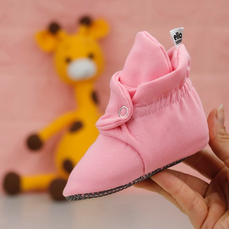 Ella Bonna Organic Cotton Baby Slippers, Non-Slip Sole, Newborn Slippers, Home Nursery Shoes, Pink  - Image 3