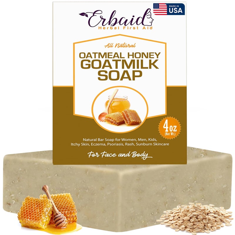 Cactus Honey Oats Goats Milk Soap Bar 4 oz Natural Bar Soap for Women Men Kids Itchy Skin Eczema Psoriasis Rash Sunburn Skincare Calming Colloidal Oatmeal Face Cleanser Body Wash