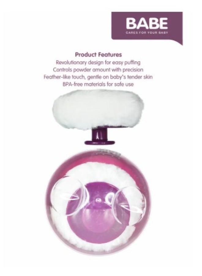 BABE Baby Powder Puff with Storage Container (Dark Pink/Berry) | Soft, Refillable Polyester Applicator for Babies - Image 5