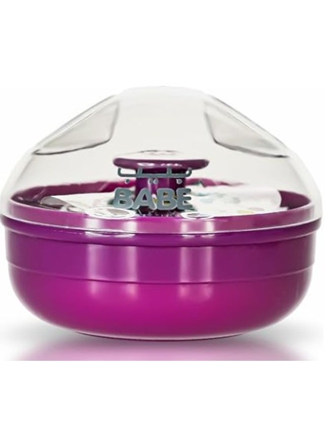 BABE Baby Powder Puff with Storage Container (Dark Pink/Berry) | Soft, Refillable Polyester Applicator for Babies - Image 3