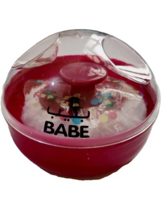 BABE Baby Powder Puff with Storage Container (Dark Pink/Berry) | Soft, Refillable Polyester Applicator for Babies - Image 2