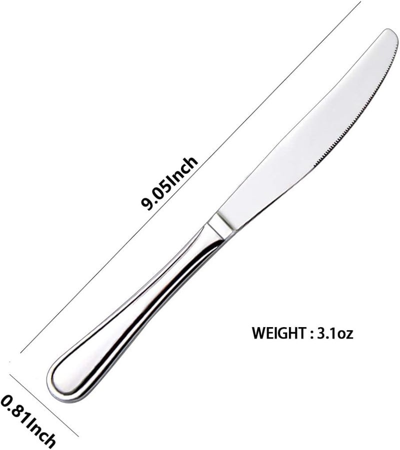 HISSF Dinner knife 4 Pieces Stainless Steel Butter Knife Set, Silver - Image 2