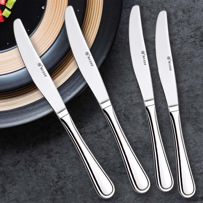 HISSF Dinner knife 4 Pieces Stainless Steel Butter Knife Set, Silver - Image 4