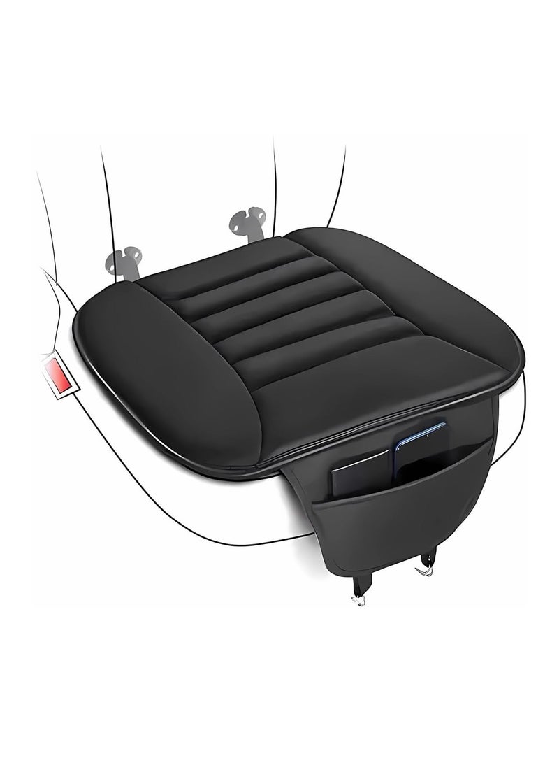 SYOSI 1PCS Luxury Faux Leather Car Seat Cushion, Memory Foam Driver Seat Pad Anti-Slip Universal Auto Seat Cushion Wrap Around Bottom Car Seat Pad Universal for Vehicles Offfice Wheelchair Home - Image 1