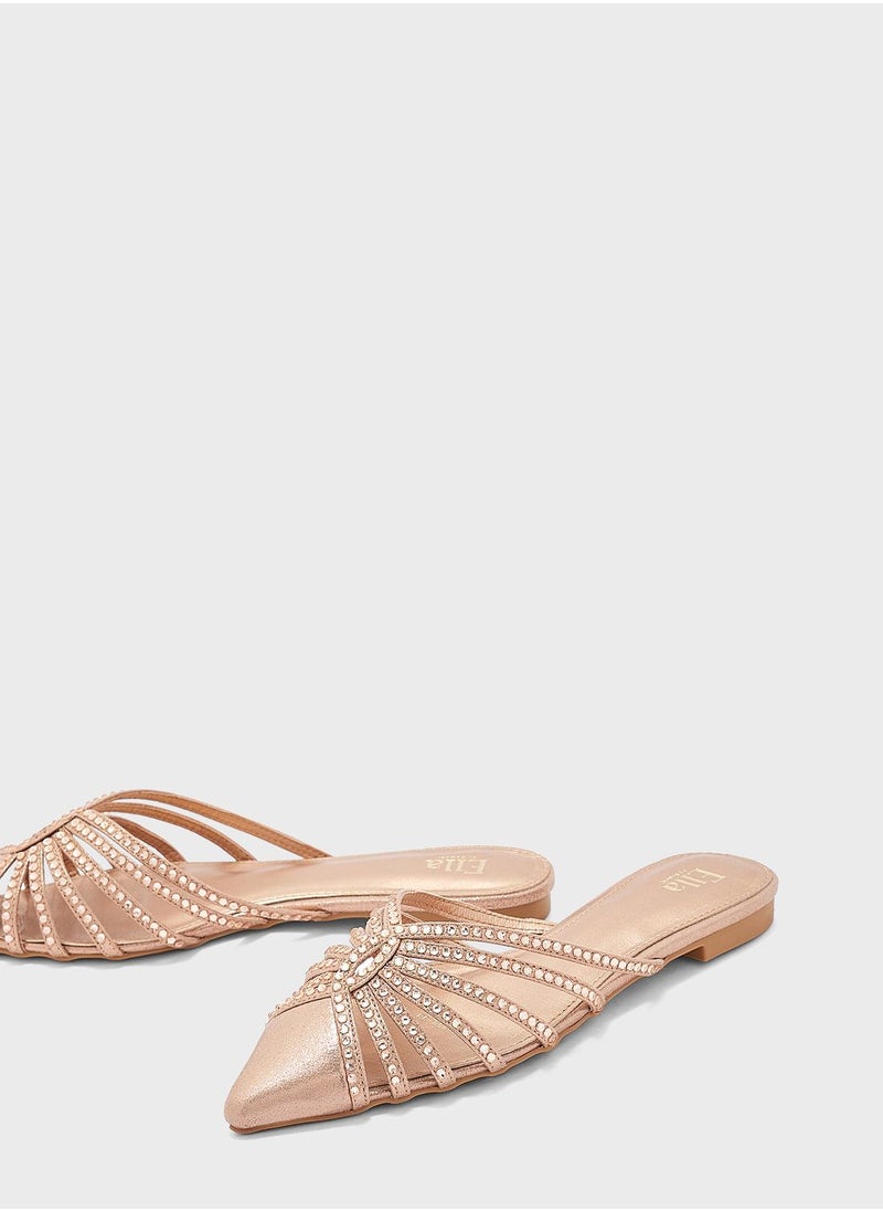 ايلا - Embellished Pointed Slip Ons - Image 1