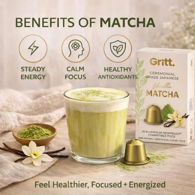 غريت Gritt Vanilla Ceremonial Grade Japanese Matcha - 10 Pods