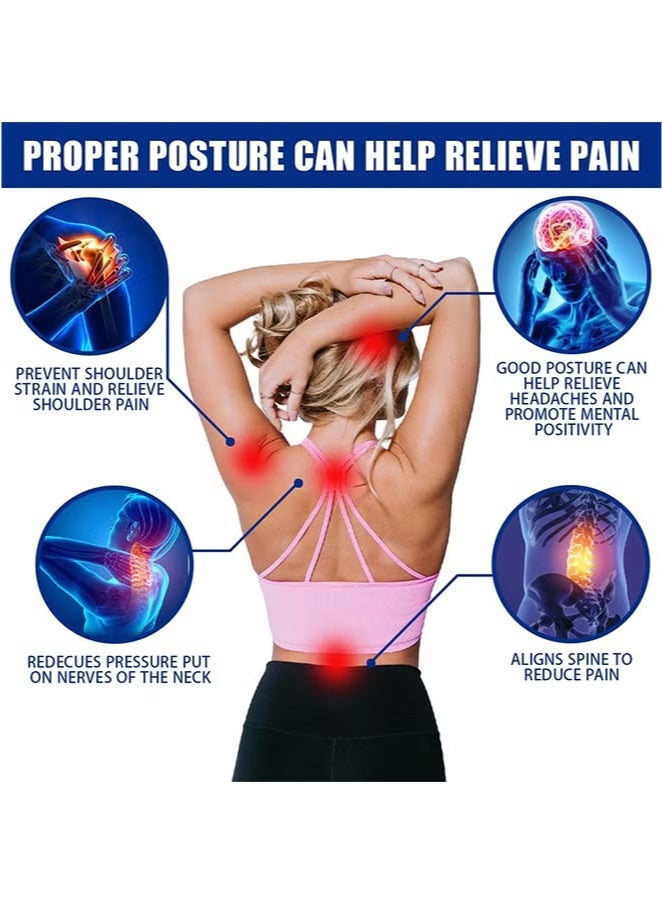 Posture Corrector  Adjustable Back Brace for Pain Relief, Enhances Posture and Provides Lumbar Support , for Women and Men Upper and Lower Back Straightener, Breathable Back Support (Pink) - Image 5