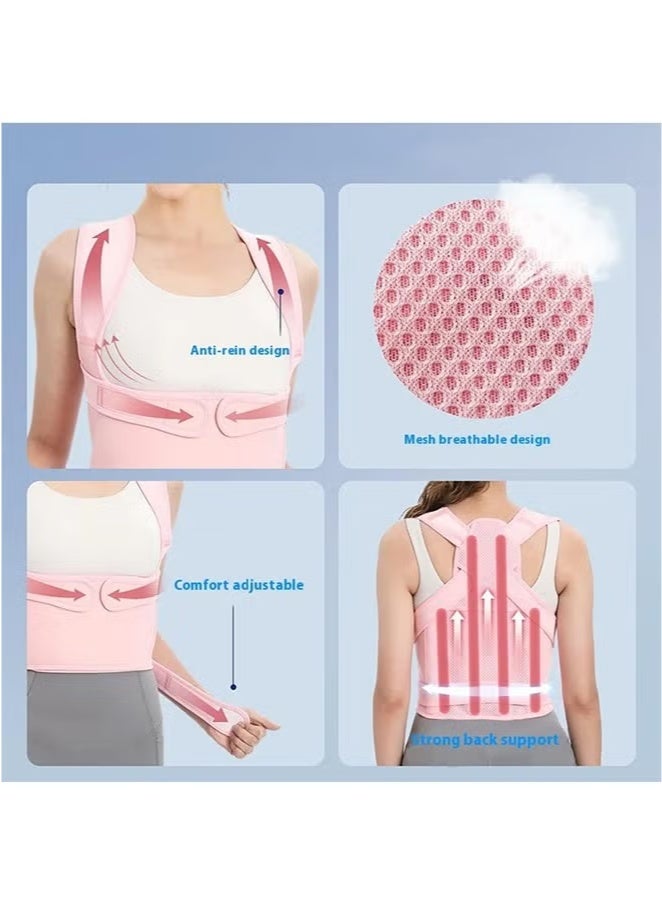Posture Corrector  Adjustable Back Brace for Pain Relief, Enhances Posture and Provides Lumbar Support , for Women and Men Upper and Lower Back Straightener, Breathable Back Support (Pink) - Image 3
