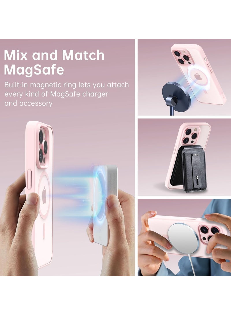 Magnetic Case for iPhone 16 Pro Max 6.9-Inch Compatible with MagSafe, Translucent Matte Back Slim Shockproof Phone Cover Pink - Image 3