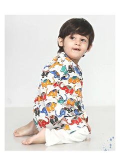 Polka Tots Polka Tots Full Sleeves Elephant Angrakha Top With Dhoti  - Colorful  - Image 2