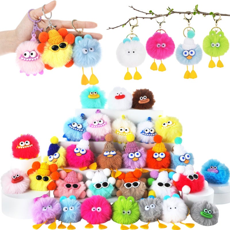 Equsion 30 Pcs Mini Cute Plush Keychain Bulk Christmas Gifts bulk Bag Purse Charm Christmas Stocking Stuffers Goodie Bag (Lovely) - Image 1