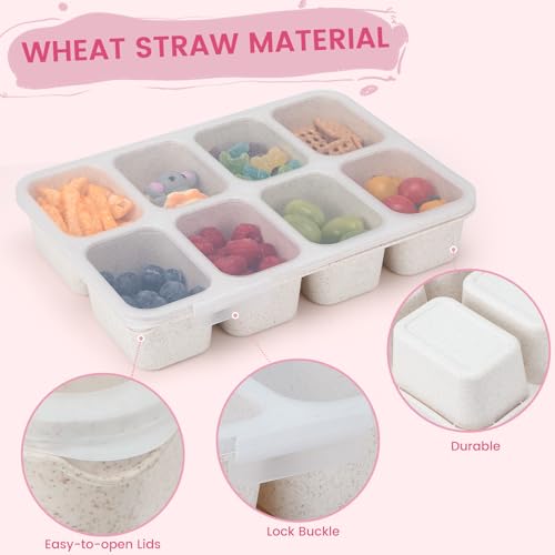 MaMix Snackle Box Container,Leak-Proof Snack Box 8 Compartment Divided Serving Tray with Lid, Dishwasher Safe Food Containers for Fruit Candy Snack Nuts Veggie Party (2 PACK) - Image 4
