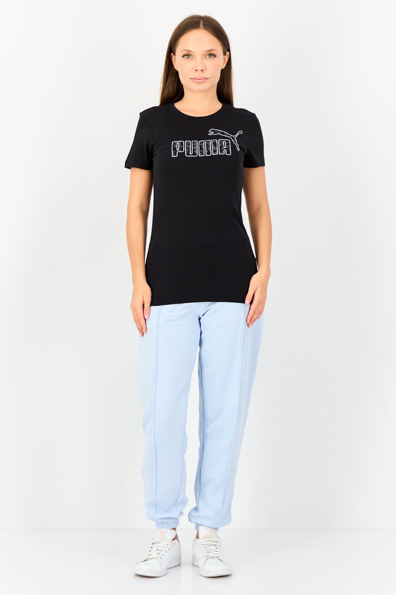 PUMA تي شيرت رياضي نسائي بأكمام قصيرة مناسب في الهواء الطلق، أسود - Image 4